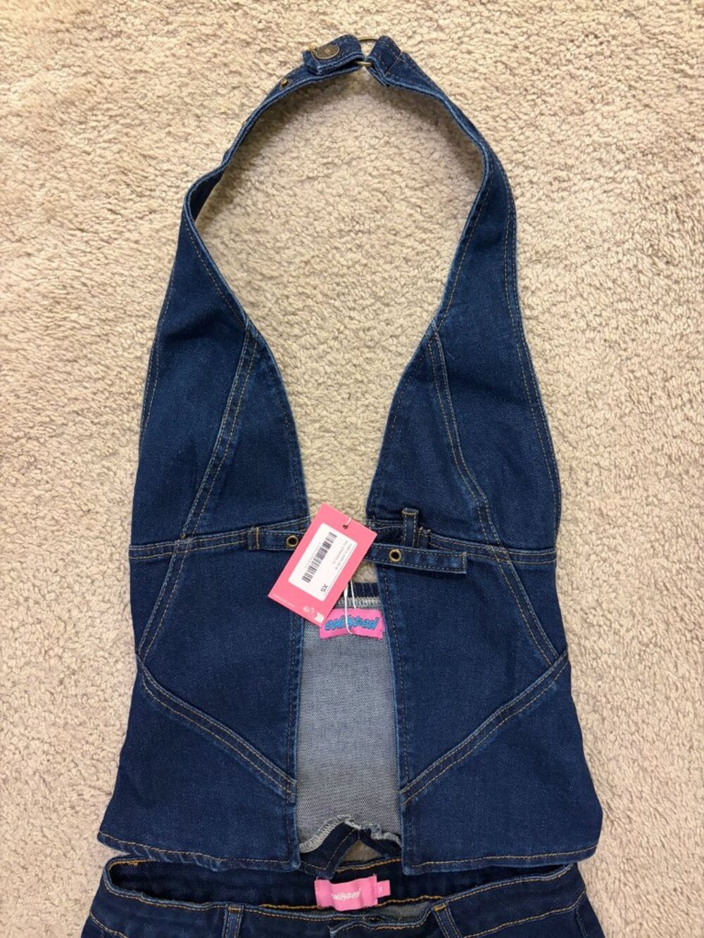 Edikted Denim Halter Top XS New With Tags